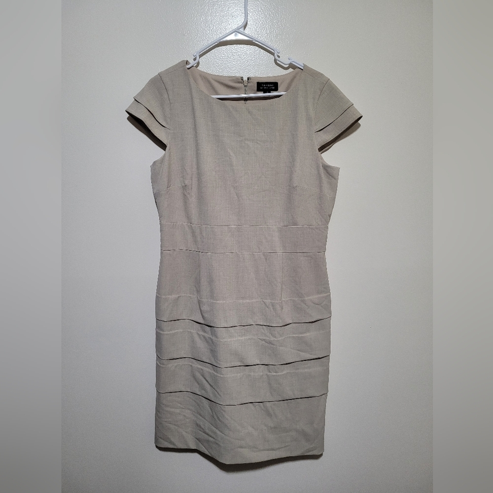 TAHARI ASL Cap Sleeve Stretch Gabardine Tucked Sheath Dress 12